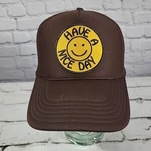 Have a Good Day Patch Vintage Trucker Snapback Hat Adjustable Ball Cap